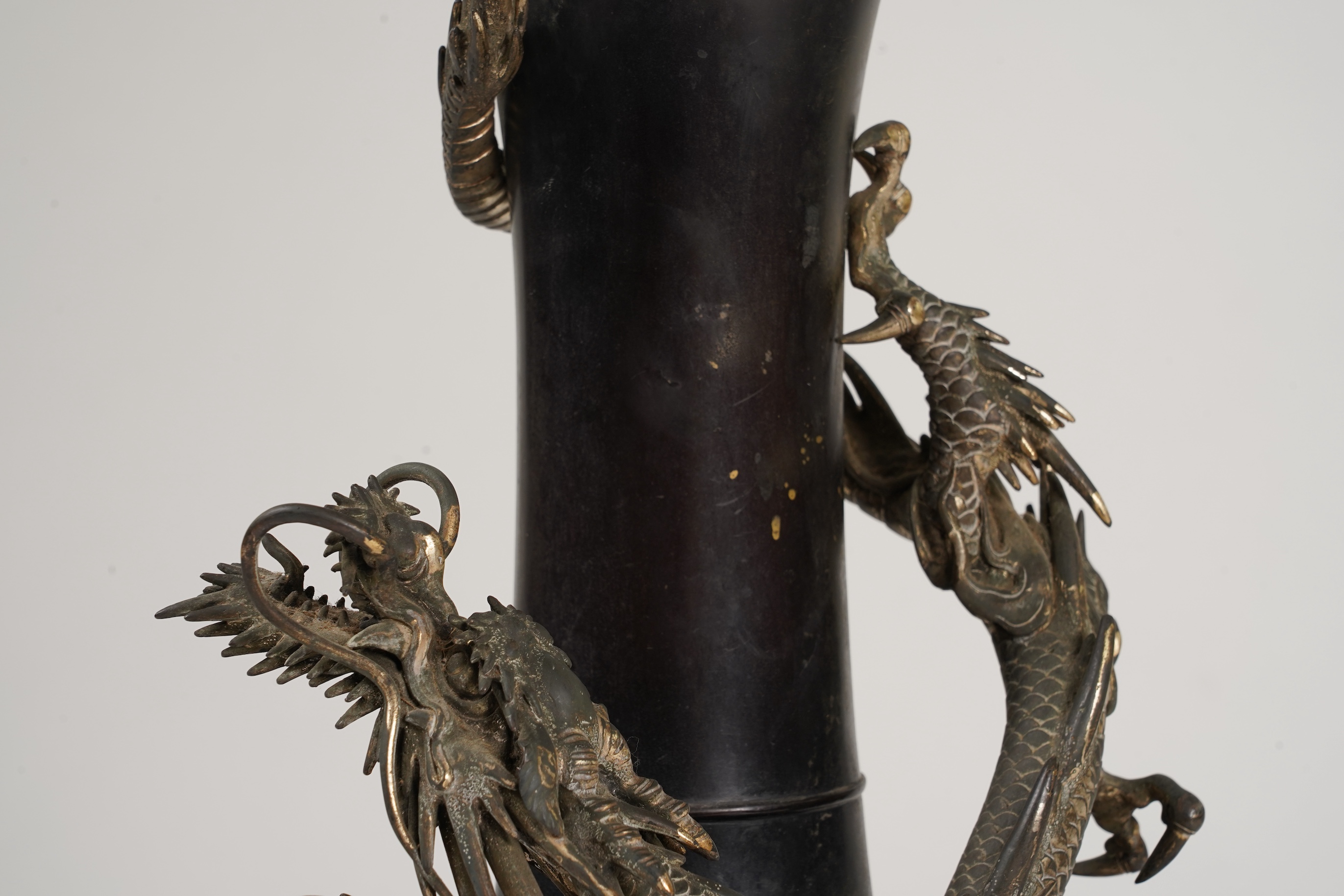 A massive Japanese bronze ‘dragon’ bottle vase, Meiji period